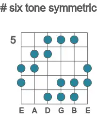 Guitar scale for six tone symmetric in position 5